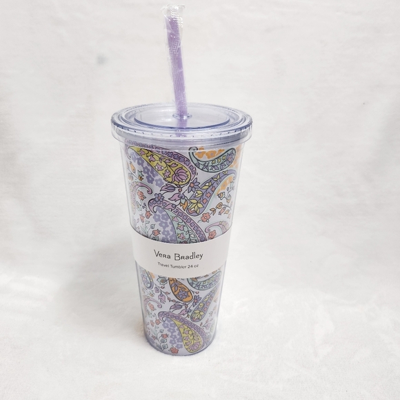 Vera Bradley Other - Vera Bradley Maddalena Paisley Soft Travel Tumbler 24 Oz Flexible Straw